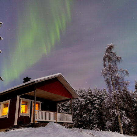 Finnland Rote Hütte Nordlichter - Fine Art Print